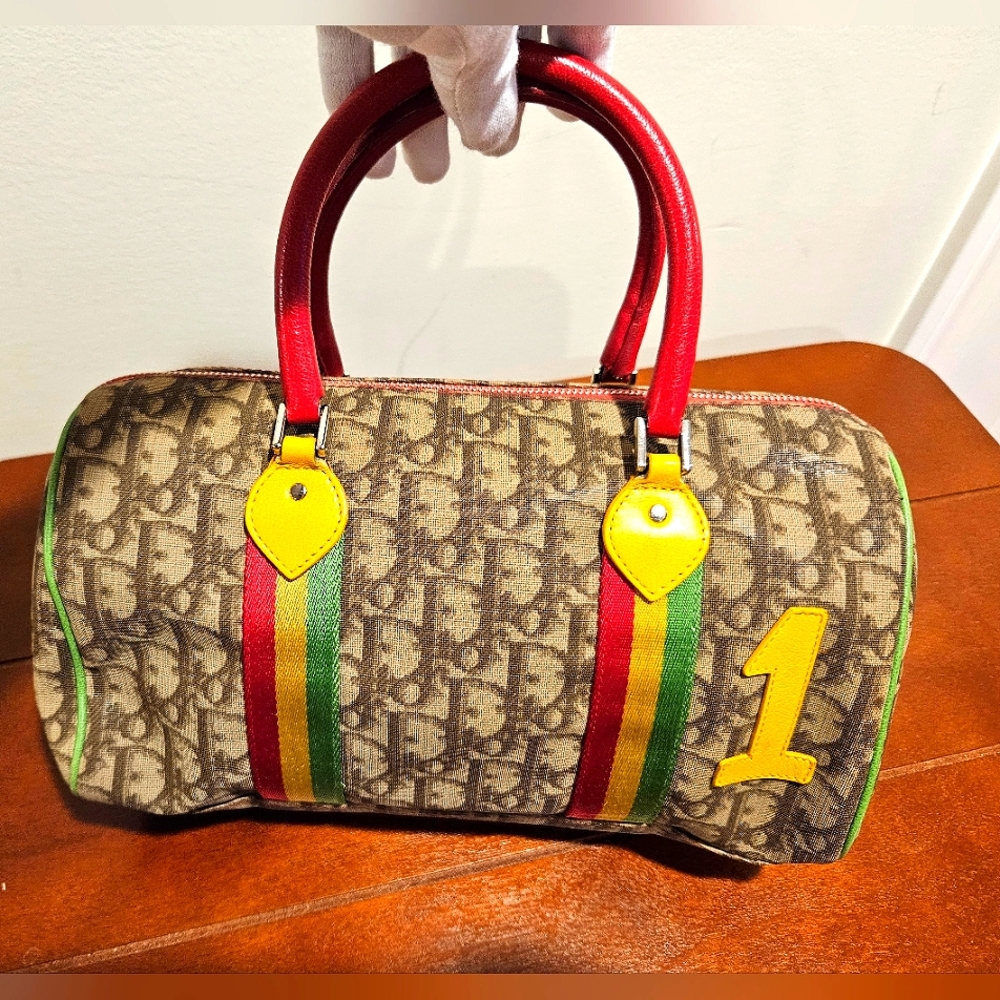 Dior Satchel with Red, Yellow, and Green Accents
